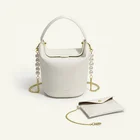 Bags Vegan Handbag Latest Fashion Pearl Chain Bucket Handlbag Vegan Leather Mini Bags Women Handbags Ladies