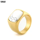 Ring Gold Plated Jewelry Newest Square Ring Turquoise Gold Plated Ring Stainless Steel Jewelry