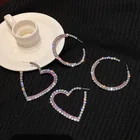 fashion trendy 2021 crystal heart hoop earrings