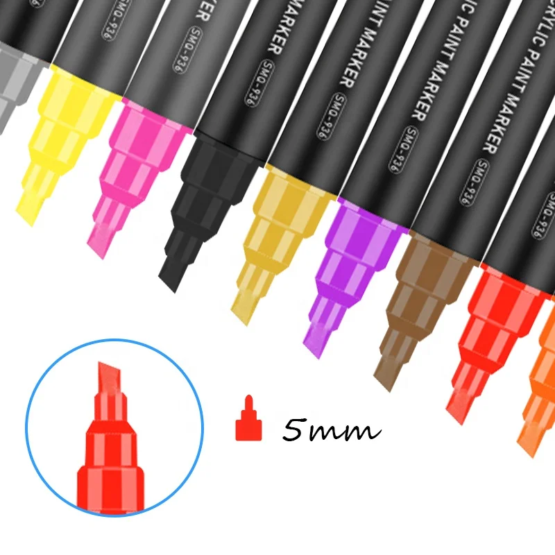 Wholesale Cheap In Stock Non-Toxic Customized Double Side Painting Art Markers Acrylic Pens Paint Marker Pen Set With Logo