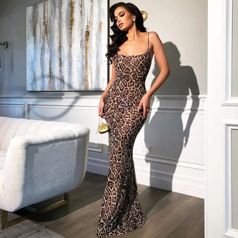 New Fancy Casual Women Sexy Leopard Print Sexy Spaghetti Strap Dress V Neck Animal  Party Night Clubwear Summer Long Dresses - Buy Women Long Bodycon Dresses,Long  Dinner Dress,Fancy Long Dresses Product on