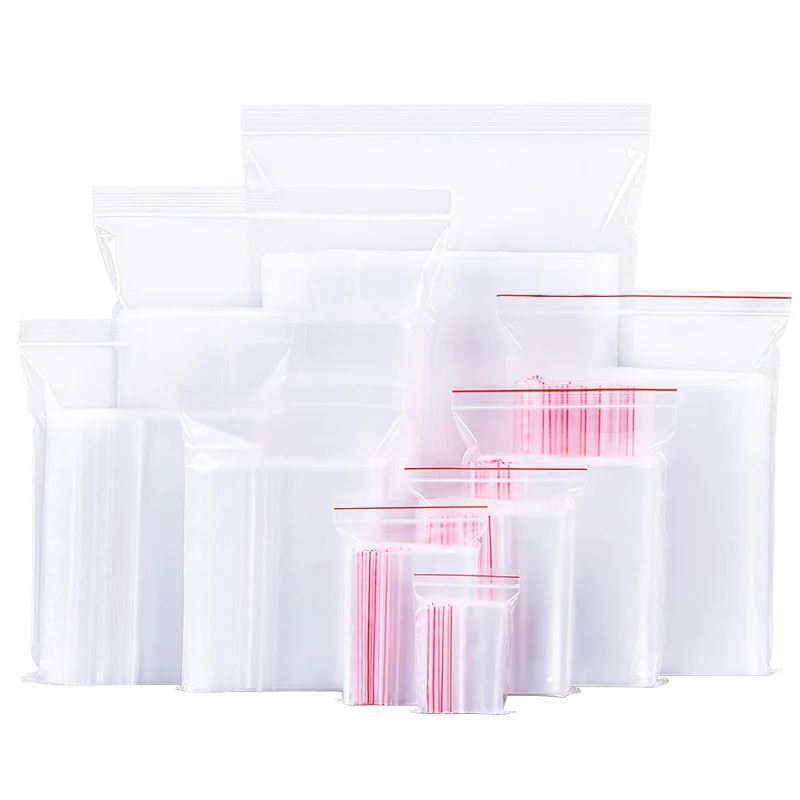 Wholesale PE Transparent Thickened Plastic Concave Convex Buckle Zipper Bags Sealed Food Grade Packaging Jewelry Zipper Bags