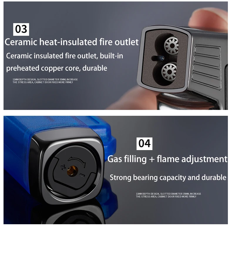 db 602 double blue flame torch lighter windproof multi function refillable gas gun cigar cigarette business gifts gift box-5