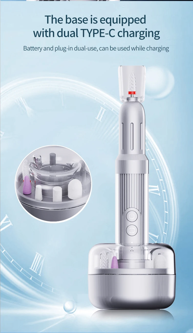 AT-NDB-258 Rechargeable Manicure Grinder Electromechanical Mini Portable Nail Remove Pen Polishing Extracting Skin Manicure Tool details