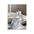 Lady Dress Flowered Long Sleeve Women Flower Print Floral Evening Long Sleeve Multi-color Long Lady Dress