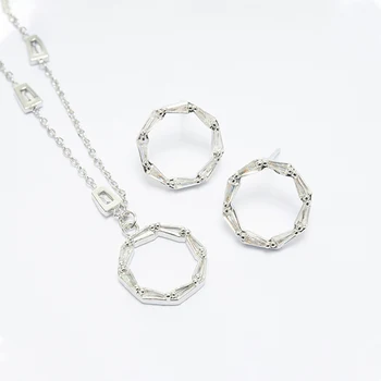 New product hot sale elegant and simple women's round earrings necklace jewelry set manufacturer