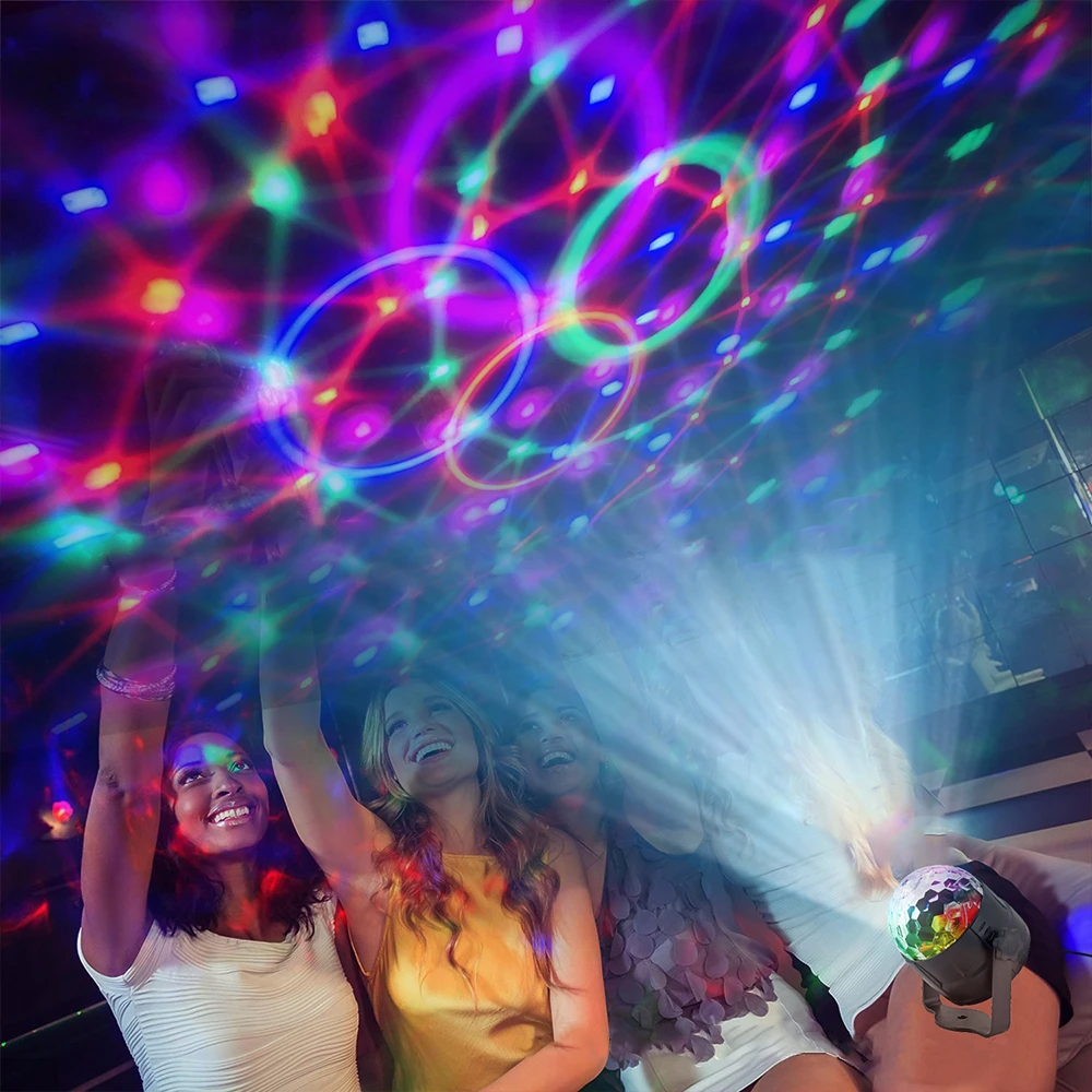 15 Color Small Magic Ball Stage Light LED Remote Control Mini RGB Party Boundi Flash Seven Color Rotating Projection Light