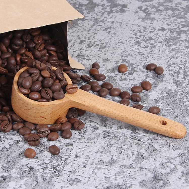 Custom logo Cheap seasoning Measuring spoons dessert coffee milk tea Bean Wooden Spoon Scoop