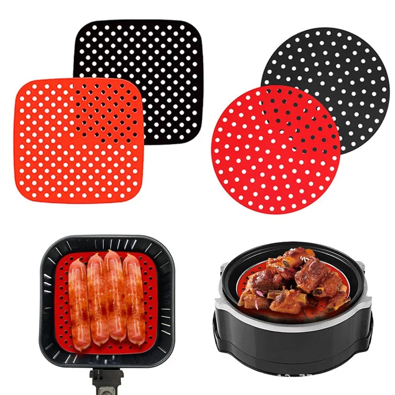 High Quality Non Slip Pad Air Fryer Basket Oven Utensils Mat Kitchen Accessories silicone pans silicone airfryer basket