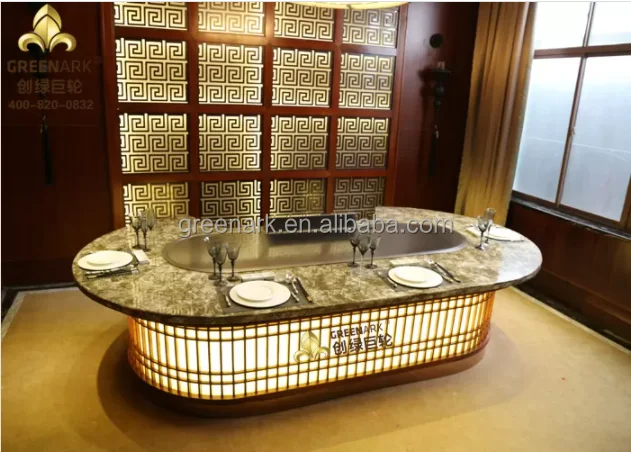 Stainless Steel 304 Teppanyaki Grill Table with 10 Seats and 8KW Heat Power for Commercial Use