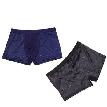 New Style Underwear For Men Mesh Transparent Boxer Low Price Mid Rise Modal Ice Silk Sexy Breathable Wholesale Underpants