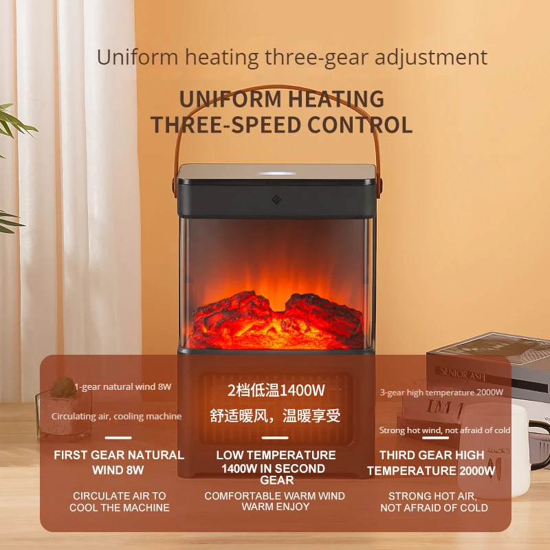 winter electric heater remote control Flame lighting portable office home bedroom mini electric fan heater ceramic heater fan