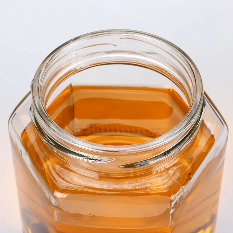 100ml 500ml 730ml Empty Hexagonal Glass Container Honey Jar Jam Jelly