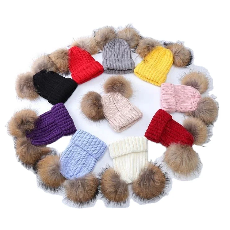 winter hats with two balls on top