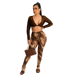 S36 New Arrivals Summer Ideas Trending  2 Spring 2022 Women S Clothing leggings club outfits sexy Crop Top Two Piece Pants Set