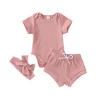 Boy Summer Boy Set Breathable Solid Color 3 Piece Set