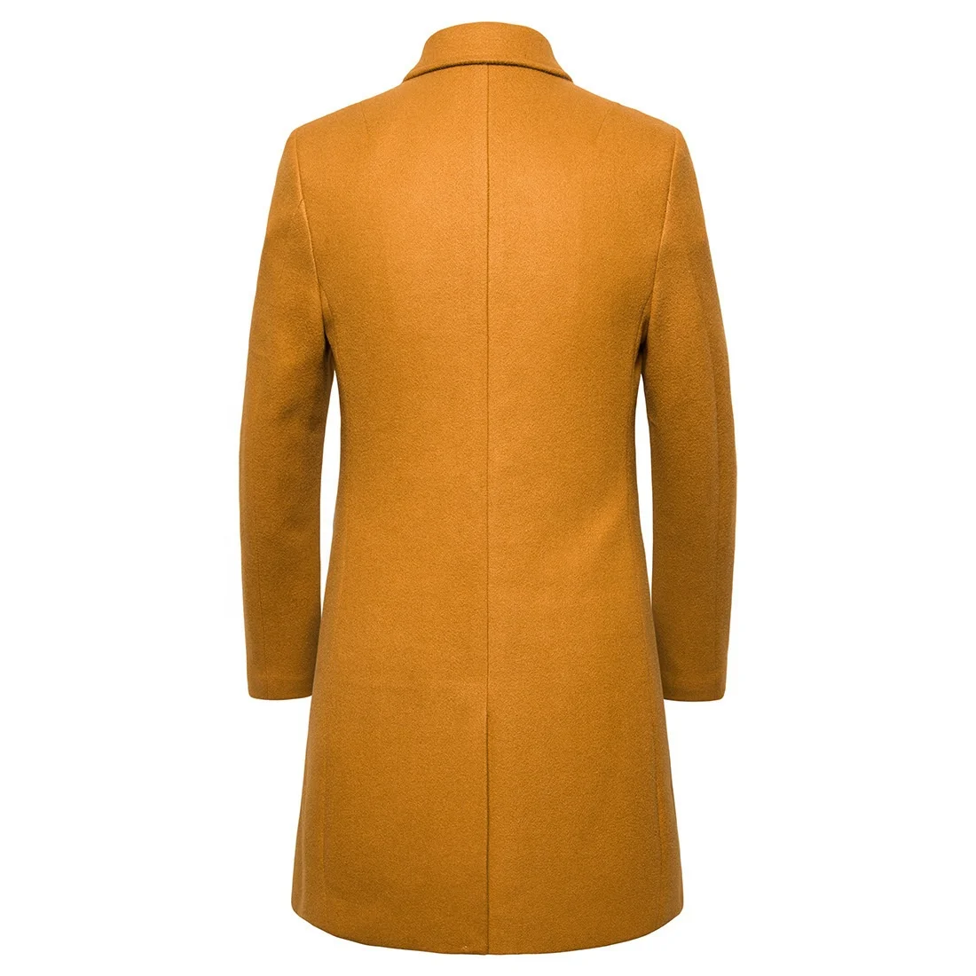 chouyatou Men's Fall Winter Office Single Breasted Long Dress Wool Coat Overcoat