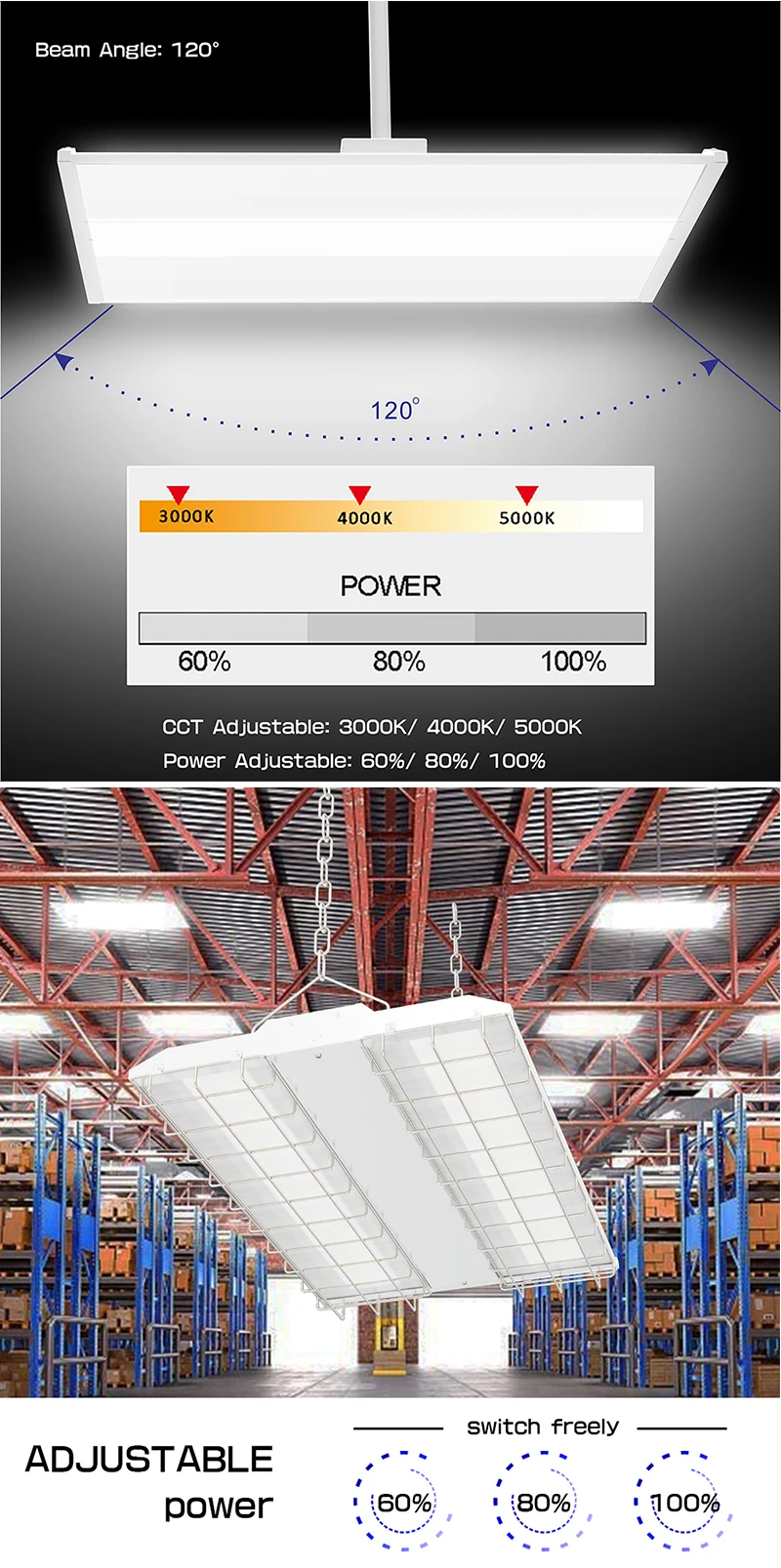 Commercial 170m W 5000k 2ft 4ft 150w 300w Linear Led High Bay Lights