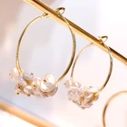 Hoop New Design Pearl Hoop Earrings Elegant Dangle Pearl Earring Small Pearl Temperament Earrings