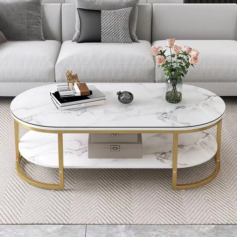 Modern Stainless Steel Leg Marble Top Round Living Room Home Furniture