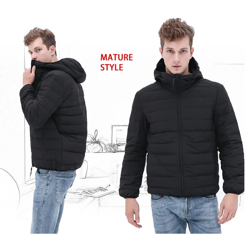 Seamless 90% Duck Down Hooded Custom Long Sleeve Coat Men's Winter Puffer Down Jacket For Men
