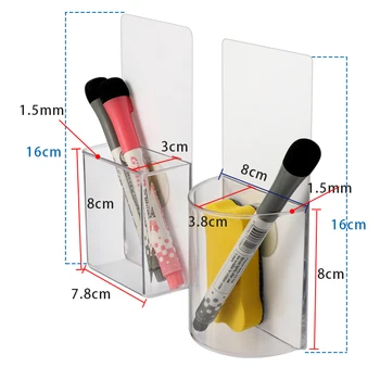 Removable Plastic Transparent Wall Mounted Storage Removable Whiteboard Pen Holder