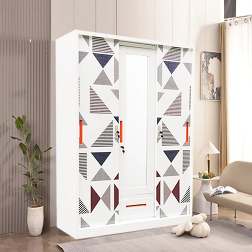 Bedroom Furniture Small Wardrobe Designs Steel Closet Almirah/Metal Iron Wardrobe Attractive Metal Iron Furniture