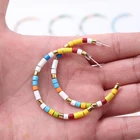Enameled Earrings Wholesale Factory Outlet Handmade Rainbow Lite Enameled Hoop Earrings U Tube Tile Earrings C Earrings