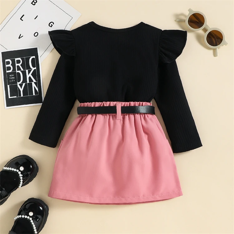2022 fashion girls fall clothing sets ribbed long sleeve top match skirts little girls 2 pieces autumn clothes outfits with bags
