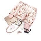 Makeup Wholesale Waterproof And Durable Large Pink Printing Pu Travel Personalised Custom Makeup Bags