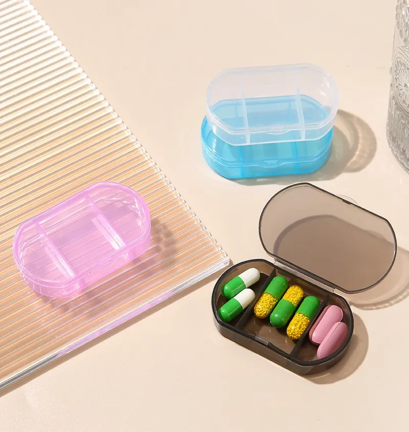 Mini Portable Pill Case Compartments Transparent Plastic Small