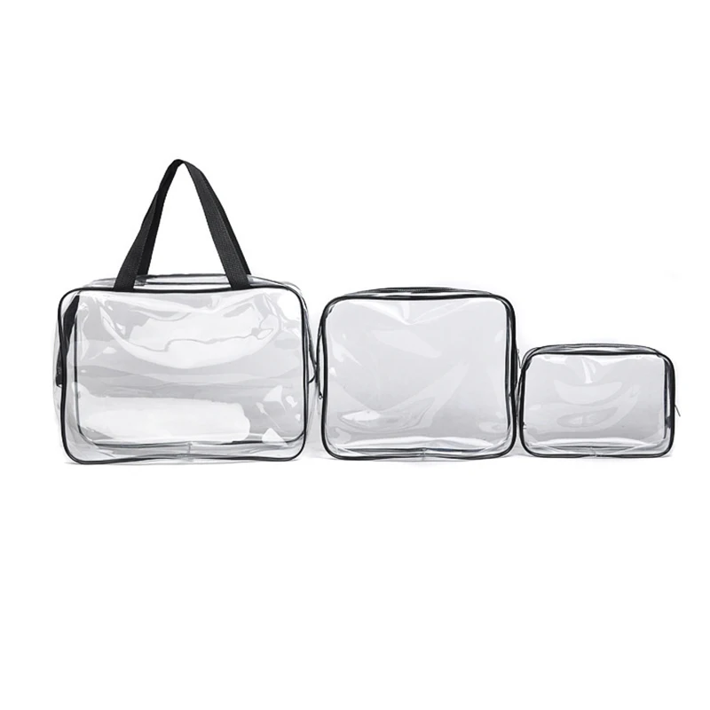 3pcs Waterproof Clear Pvc Toiletry Bag 