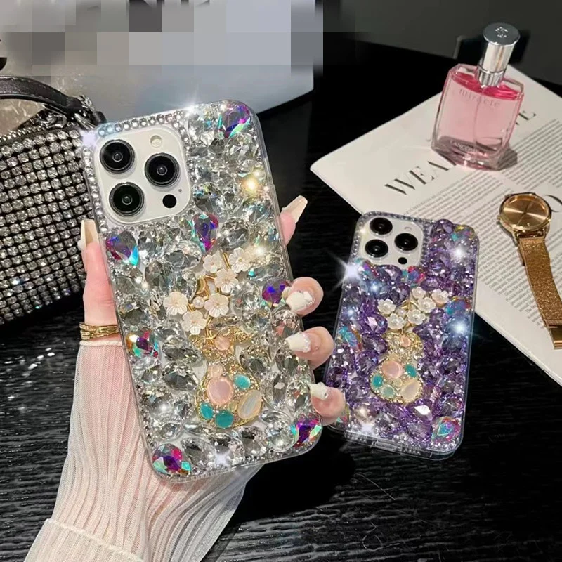 Luxury Bling Diamond Rhinestone Phone Case For iPhone 15 14 13 12 11 Pro Max Phone Shell For Samsung S23 Ultra A73 Diamond Cover