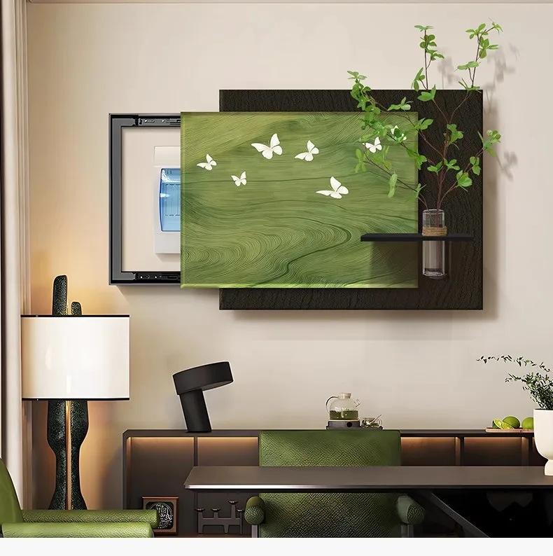 Green White Butterfly Wall Art Canvas Print Textured Wood Effect 3D Plant Shelf Minimalist Nature Home Decor Living Room