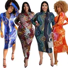 New Women Fashion Source New Printed Tight-fitting Bag Hip Front And Back Wear Large Size Dress Women