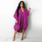 MSL121- Drop Shipping Hot Selling Women's Stitching Hem Drawstring Fashion Casual Multicolor Shirt Dress