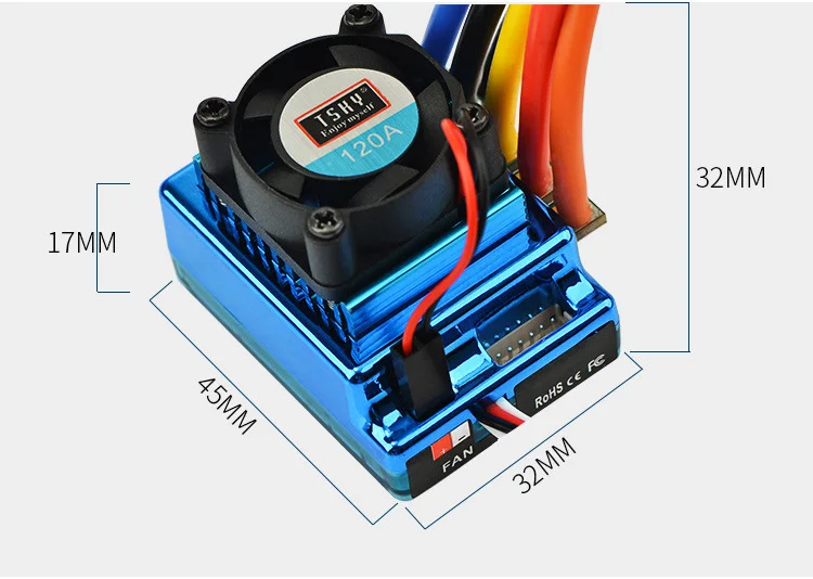 Waterproof A Sensored Brushless Esc Electric Speed Controller For