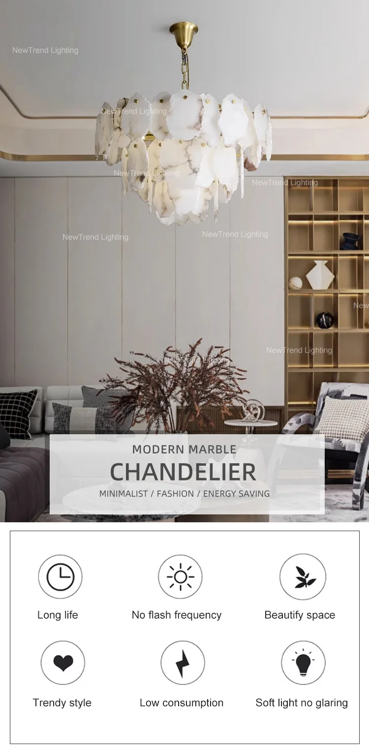CPL-241 Luxury Style Residential Decoration Pendant Light Living Room Dining Room Modern Marble LED Chandelier manufacture