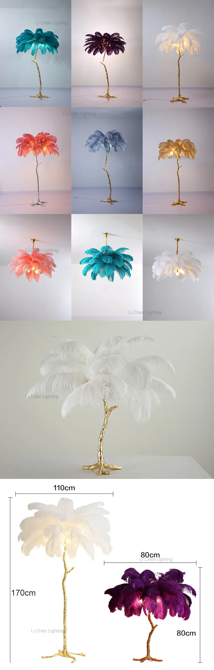 f0053 new design indoor decoration bedroom living room tree shape resin feather modern led floor lamp -0