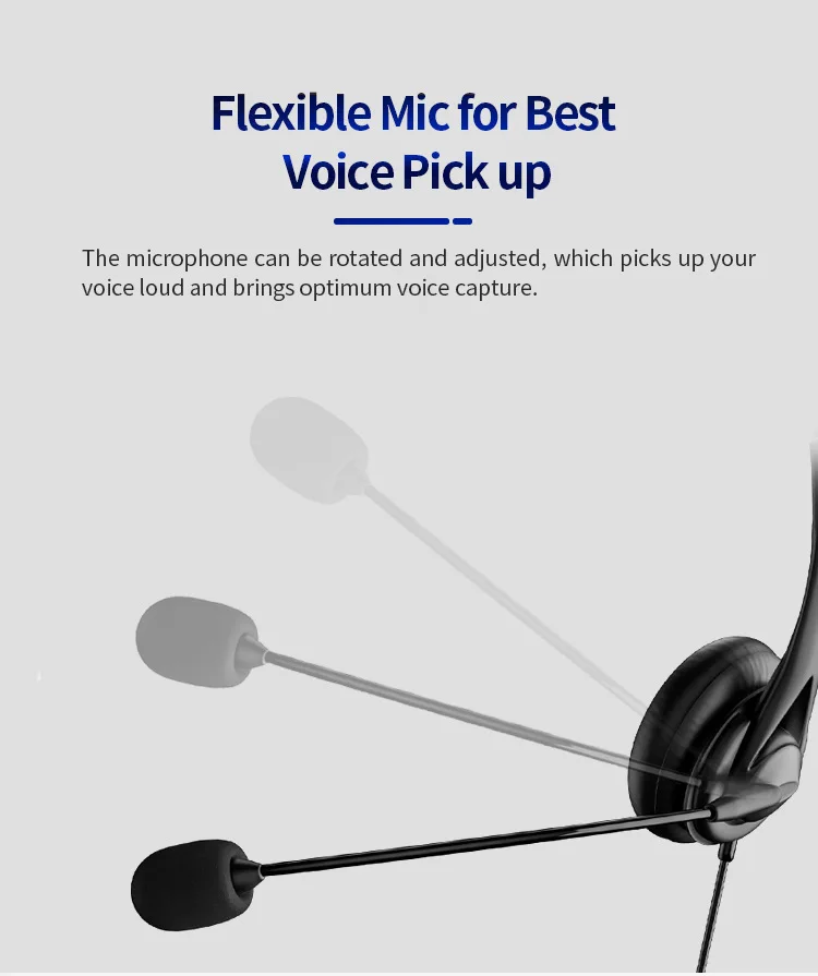 Hot Sell Mono Call Center Microphone Usb Headphone Pc Earphone Wired Headset Mic With Office Phone Business Rotatable Mic