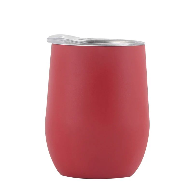 350ml 12oz Egg Tumbler Shape Wine Double Wall Vacuum Insulated Cup With Lid 12oz Stainless Steel Red Wine Tumbler Mugs