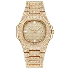 Watch Wholesale Hip Hop Iced Out Diamond Watch Men Luxury Gold Clock Full Crystal Rhinestone Bling Quartz Watch Wrist