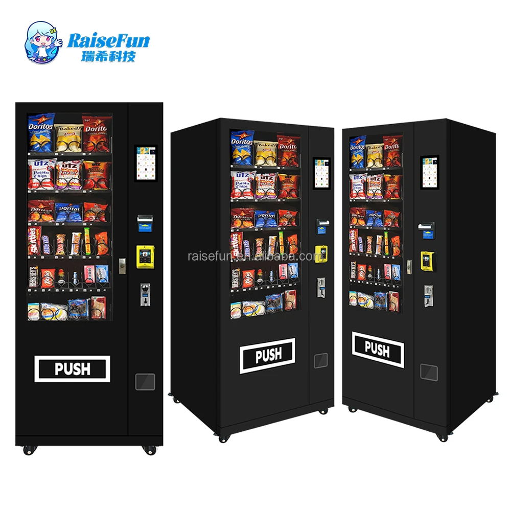 product smart snack drink combo vending machine automatic touch screen card reader coin bill acceptor outdoor large capacity-0