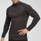 Top High Quality Soft Breathable Elastic 1/4 Zip Collar Raglan Sleeve Men Long Sleeve Top Sports Shirts