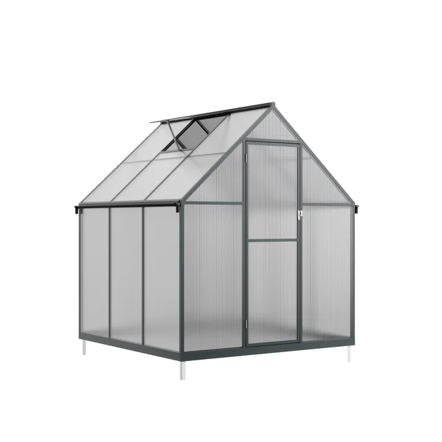 170*178*195 Heavy Duty Polycarbonate and Aluminum Frame Outdoor Greenhouse with Fast and Easy Installation&Corner Stake