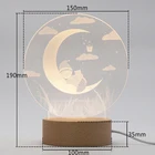 New Arrival Usb Outlet Night Light Laser Engraving Acrylic With Wooden Lamp Base Led Night Lamp For Room Decoration