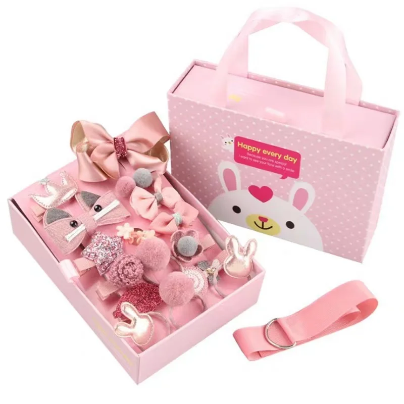 Wholesale HOT selling Korean lovely Princess Kids Hair Clips 18 pcs/sets with gift box packaging cute baby hair accessories