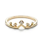 Yellow Gold Ring Diamond Ringring Gemnel 925 Sterling Silver 14k Yellow Gold Band Ring In White Diamond Engagement Ring