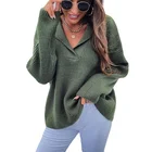 Sweater Women Women 2021 New Winter Thickend Knitwear Long Sleeves Suit Collar Pullover Sweater Women