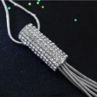 Pendant Pearl 2021 Latest Full Diamond Geometric Tassel Pendant Pearl Jewelry Long Necklace